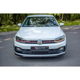 Накладка сплиттер на передний бампер Вариант 4 на Volkswagen Polo VI GTI